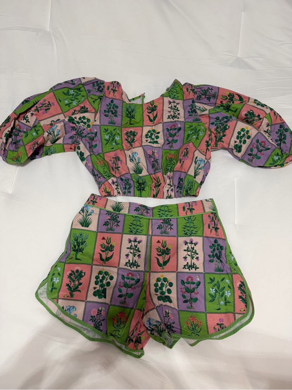 RHODE Floral Patchwork Pink Green Shorts